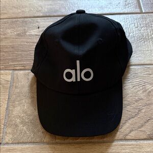 ALO Yoga Black Cap with White 'alo' Logo